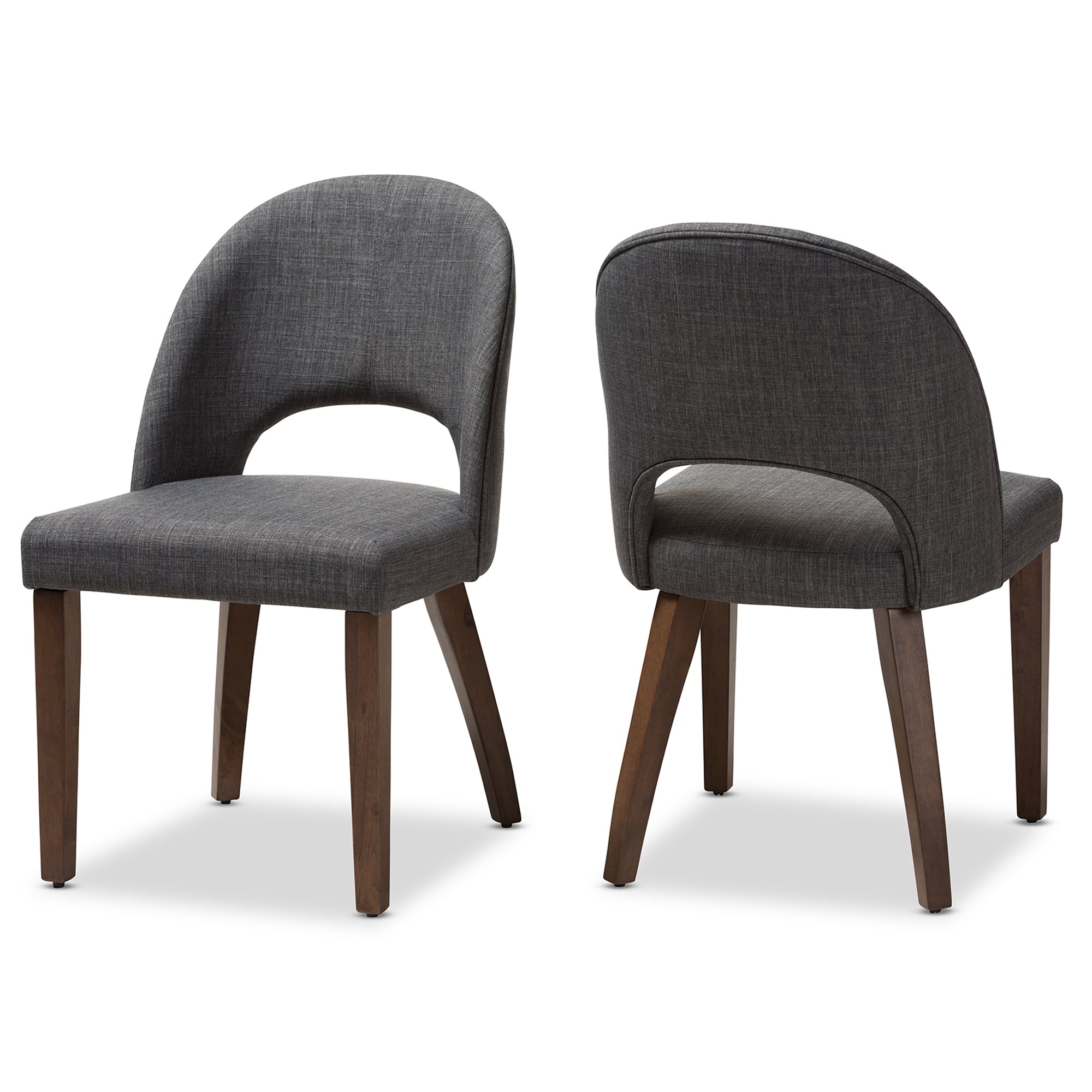 Wesley Mid-Century Modern Dark Grey Fabric Upholstered Walnut Finished Wood Dining Chair (Set of 2)