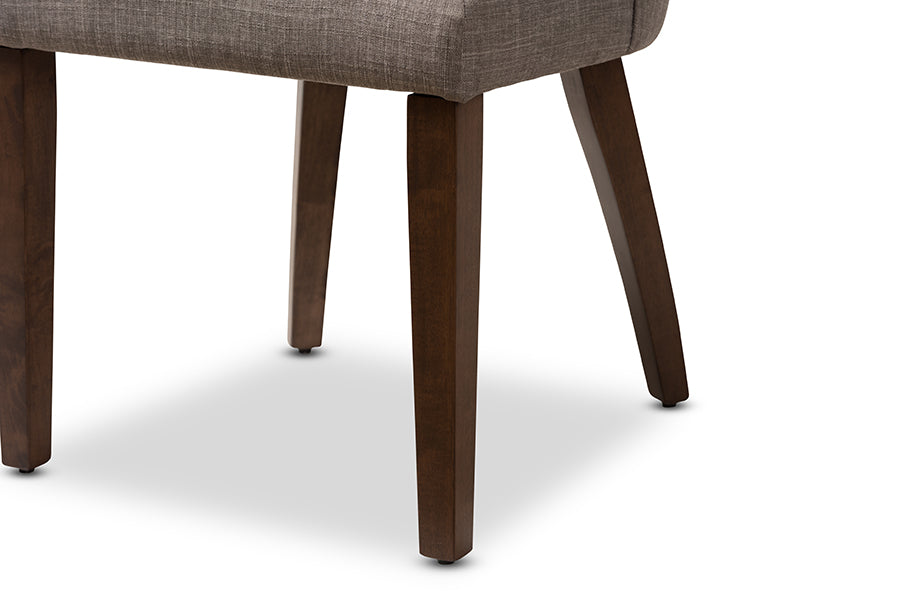 Wesley Mid-Century Modern Light Grey Fabric Upholstered Walnut Finished Wood Dining Chair (Set of 2)