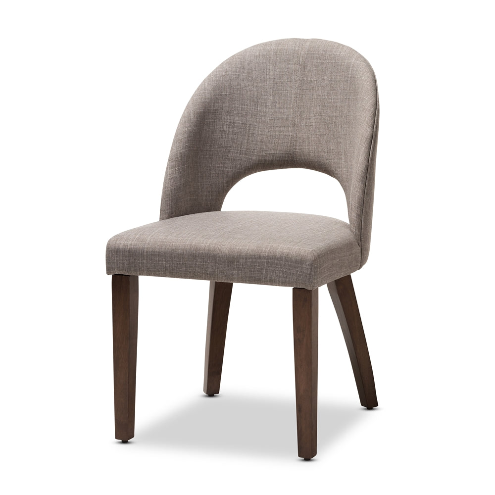 Wesley Mid-Century Modern Light Grey Fabric Upholstered Walnut Finished Wood 5-Piece Dining Set