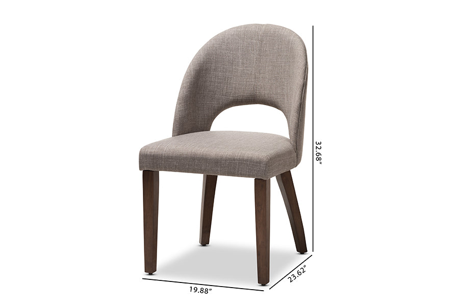 Wesley Mid-Century Modern Light Grey Fabric Upholstered Walnut Finished Wood Dining Chair (Set of 2)