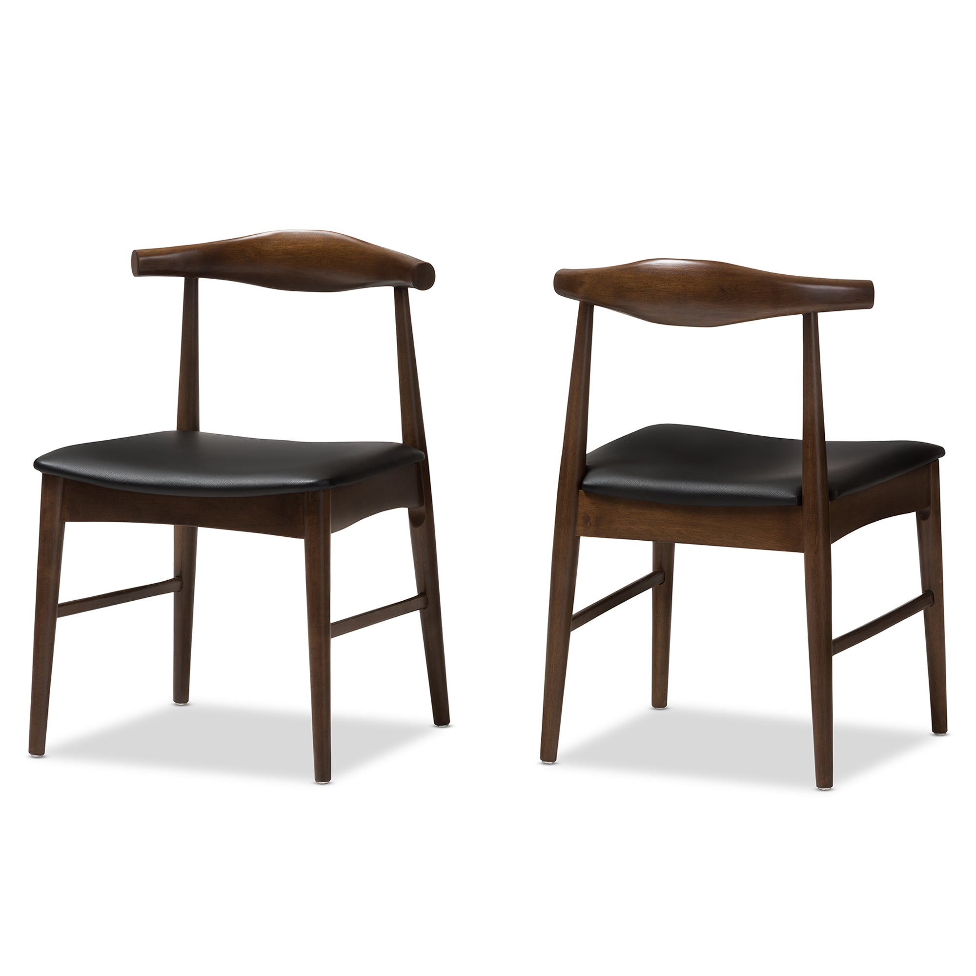 Winton Mid-Century Modern Walnut Wood Dining Chair (Set of 2)