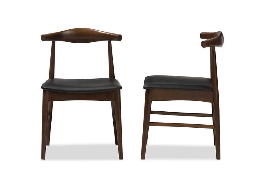 Winton Mid-Century Modern Walnut Wood Dining Chair (Set of 2)