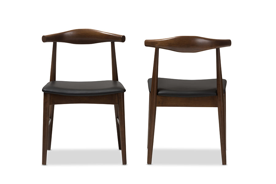 Winton Mid-Century Modern Walnut Wood Dining Chair (Set of 2)