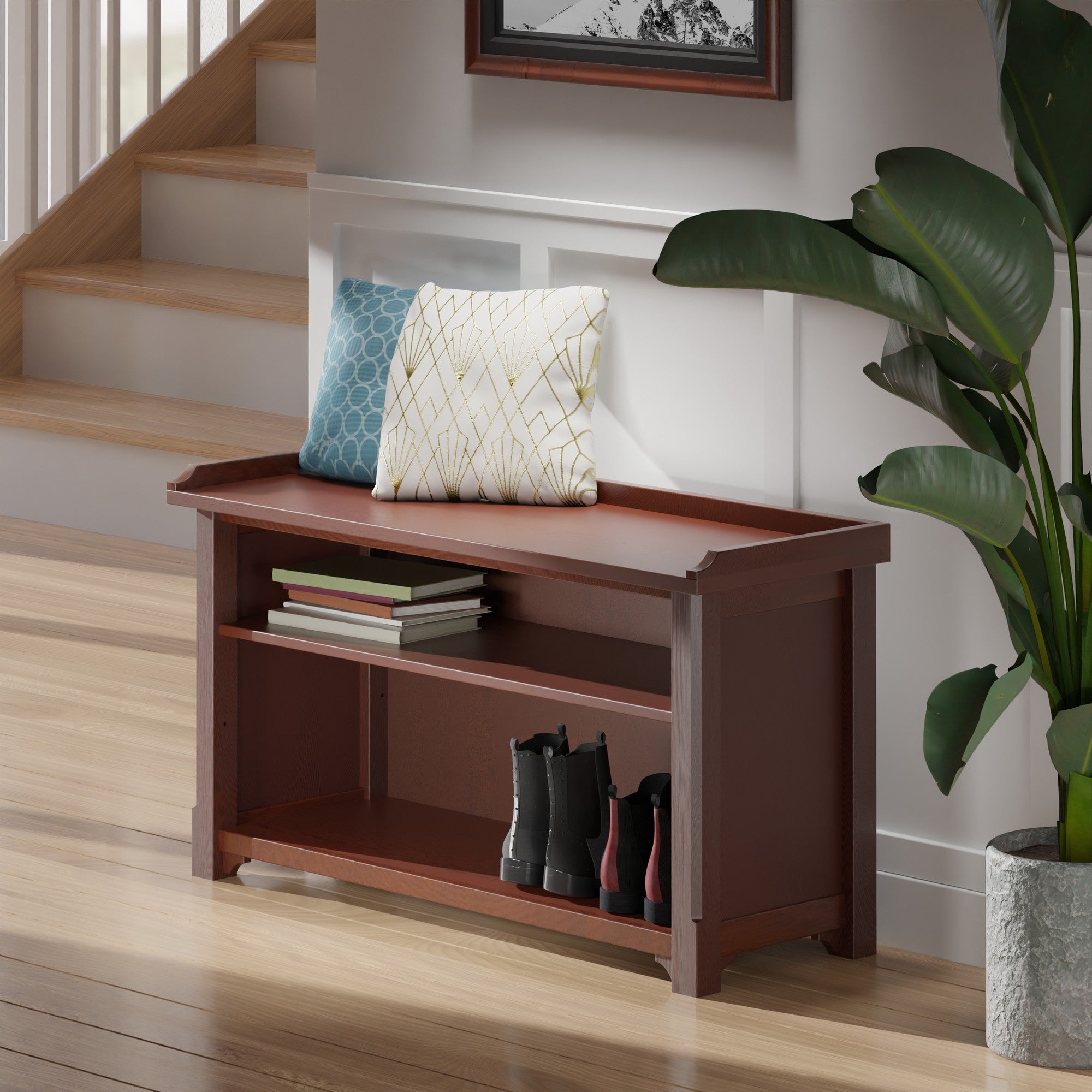 Milan Storage Hall Bench, Walnut
