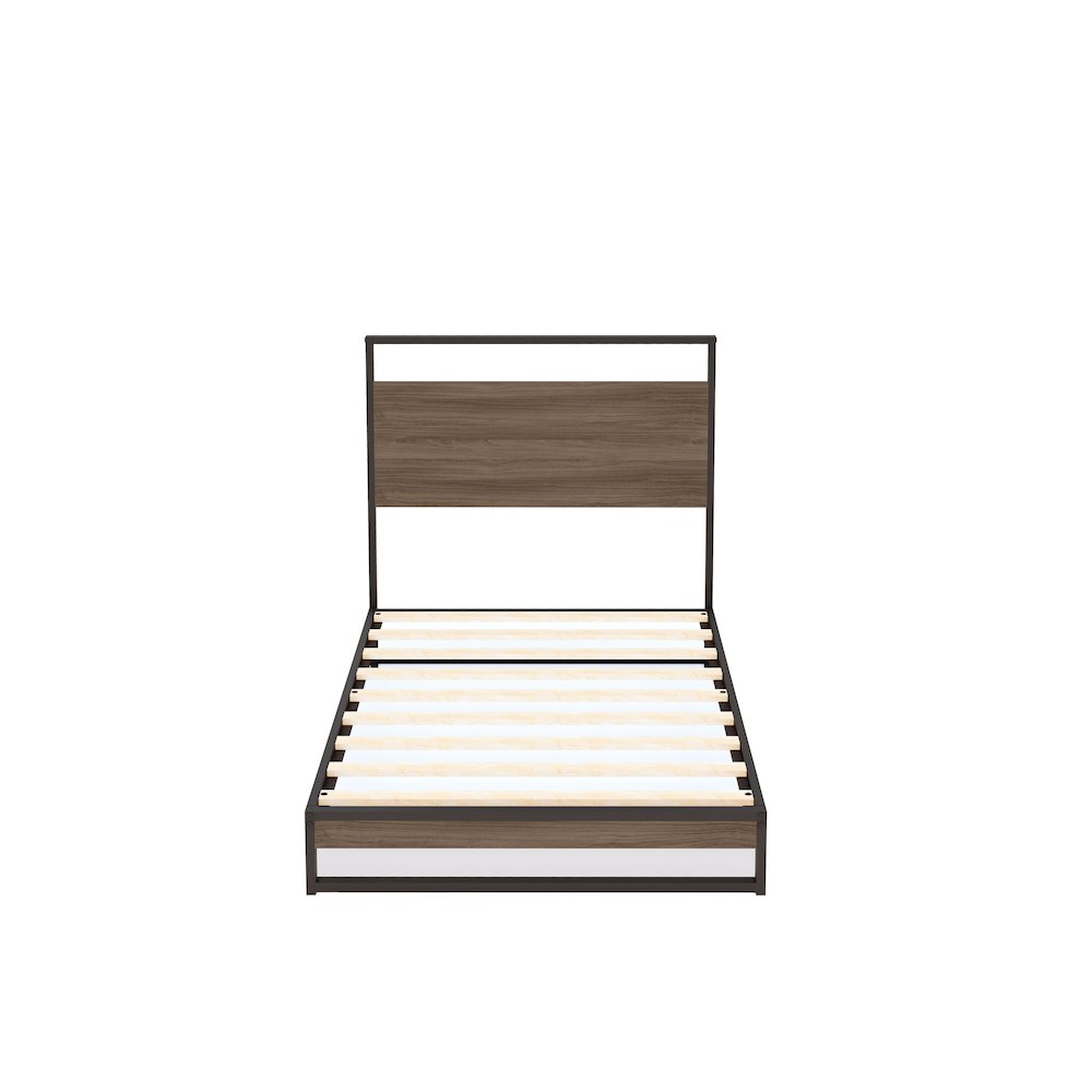 Selden Wilson Twin Metal Platform Bed Black Vintage Design with Headboard & Under-Bed Storage