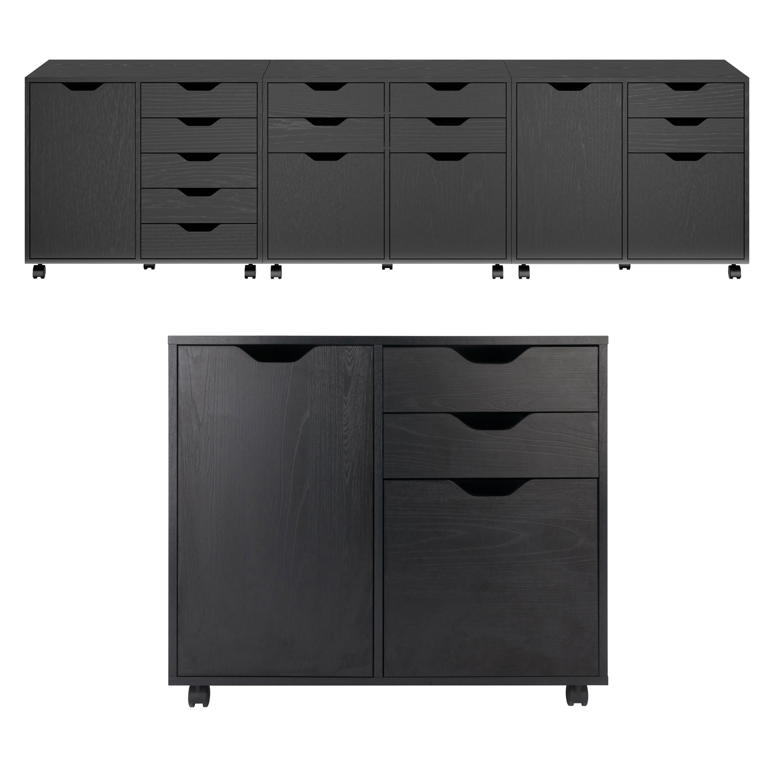 Halifax 2-Section Mobile Filing Cabinet, Black