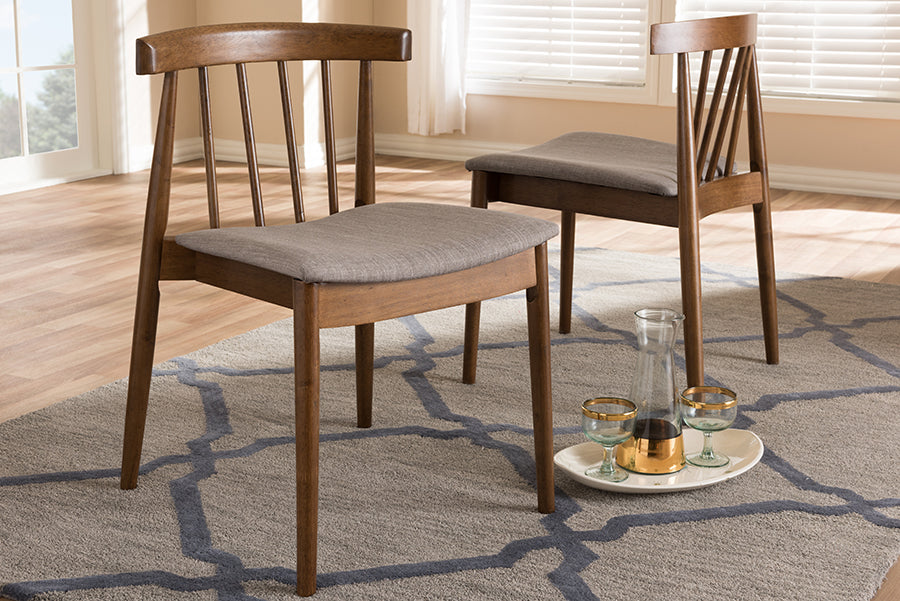 Wyatt Mid-Century Modern Walnut Wood Dining Chair (Set of 2)