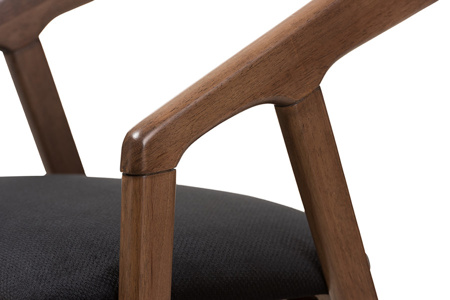 Wendy Mid-Century Modern Black Velvet and Walnut Medium Brown Wood Finishing Dining Chair (Set of 2)