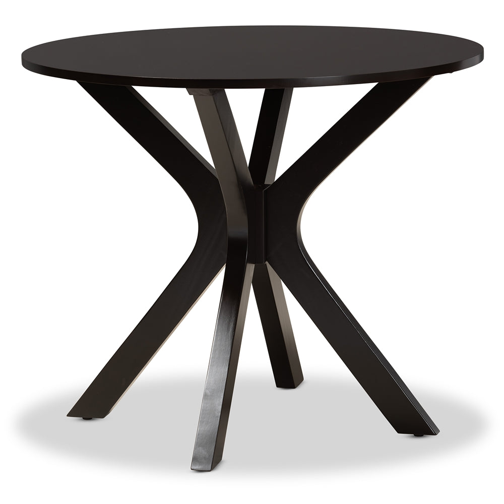 Carlin Sand Fabric Upholstered and Dark Brown Finished Wood 5-Piece Dining Set