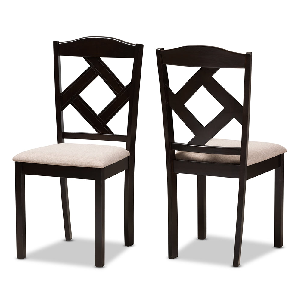 Ruth Modern and Contemporary Beige Fabric Upholstered 5-Piece Dining Set