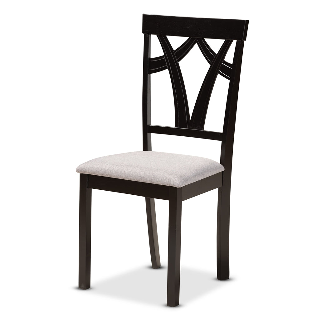 Telma Modern and Contemporary Grey Fabric Upholstered and Dark Brown Finished Wood 5-Piece Dining Set