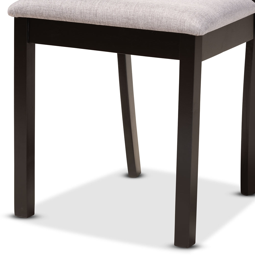 Telma Modern and Contemporary Grey Fabric Upholstered and Dark Brown Finished Wood 5-Piece Dining Set
