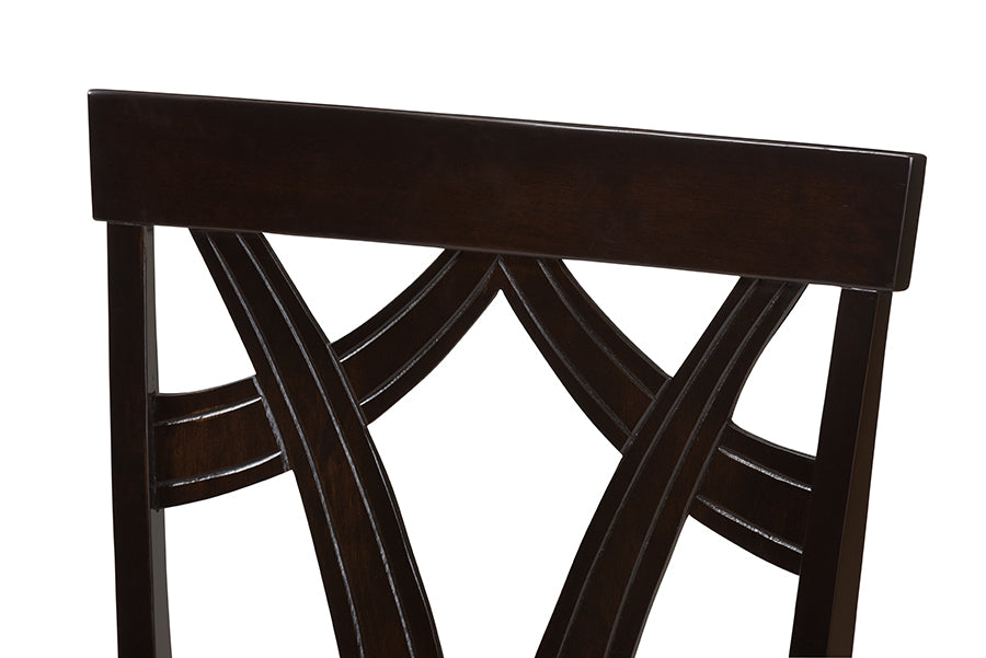 Sylvia Modern and Contemporary Grey Fabric Upholstered and Dark Brown Finished Dining Chair (Set of 2)