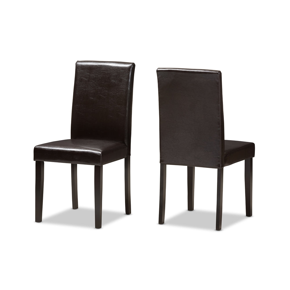 Mia Modern and Contemporary Dark Brown Faux Leather Upholstered 5-Piece Dining Set