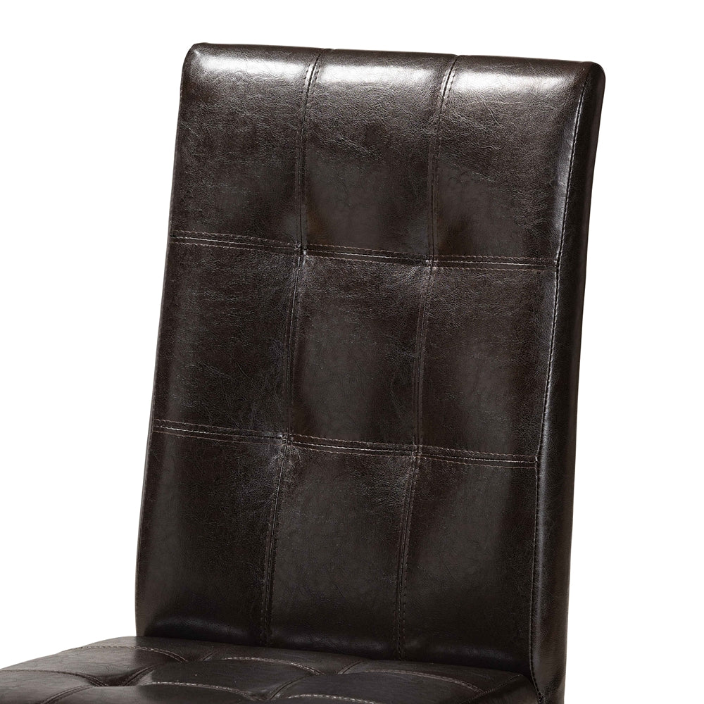 Marie Modern and Contemporary Dark Brown Faux Leather Upholstered and Dark brown Finished Wood 5-Piece Dining Set