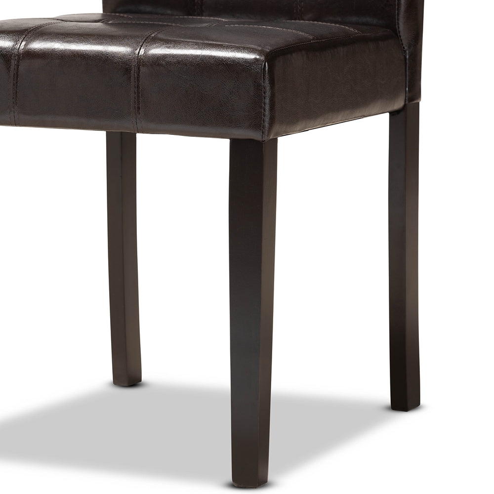 Marie Modern and Contemporary Dark Brown Faux Leather Upholstered and Dark brown Finished Wood 7-Piece Dining Set