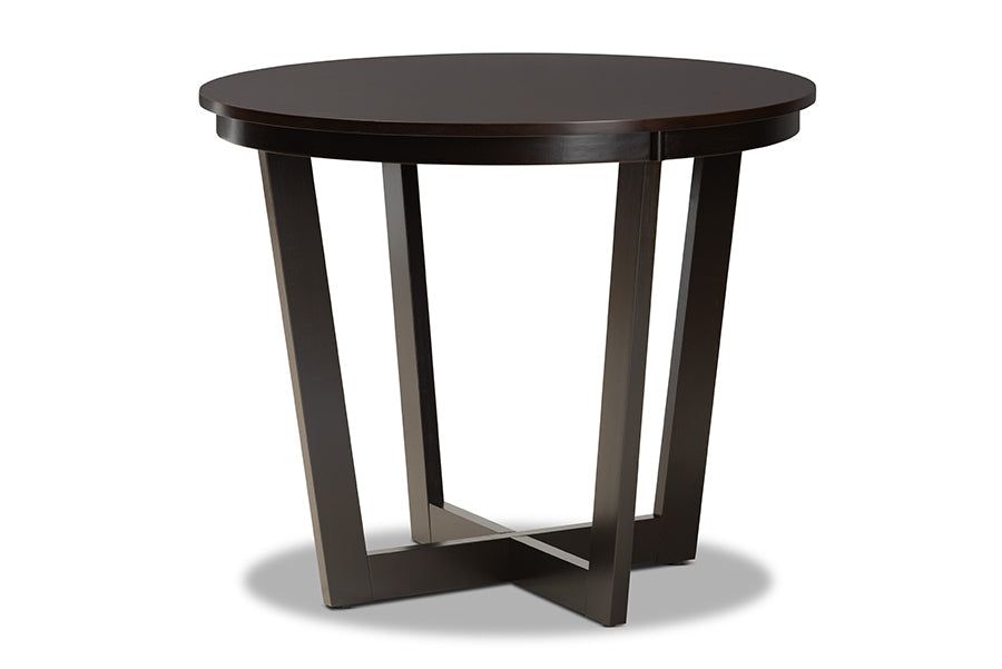 Vida Modern and Contemporary Dark Brown Faux Leather Upholstered and Dark Brown Finished Wood 5-Piece Dining Set