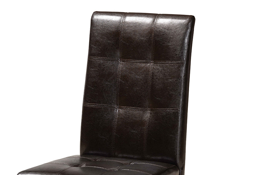 Vida Modern and Contemporary Dark Brown Faux Leather Upholstered and Dark Brown Finished Wood 5-Piece Dining Set