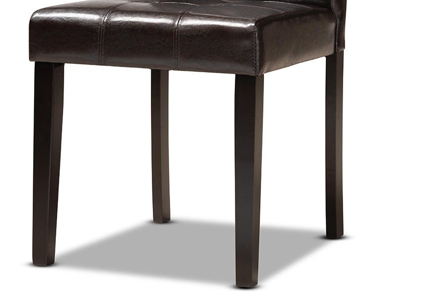 Vida Modern and Contemporary Dark Brown Faux Leather Upholstered and Dark Brown Finished Wood 5-Piece Dining Set