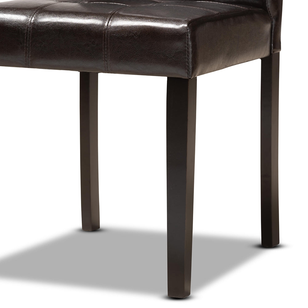Vida Modern and Contemporary Dark Brown Faux Leather Upholstered and Dark Brown Finished Wood 5-Piece Dining Set