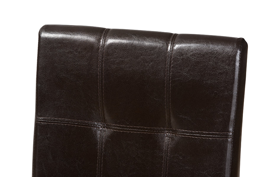 Avery Modern and Contemporary Dark Brown Faux Leather Upholstered Dining Chair (Set of 2)