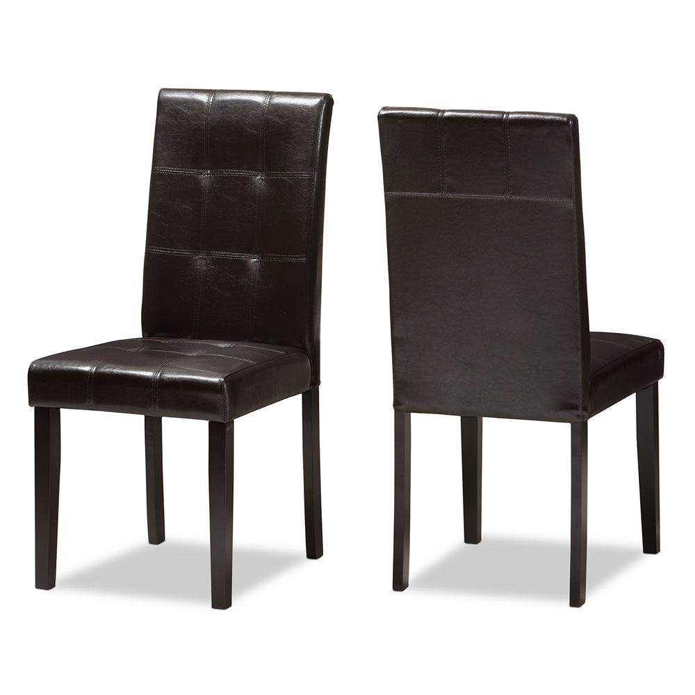 Avery Modern and Contemporary Dark Brown Faux Leather Upholstered 5-Piece Dining Set