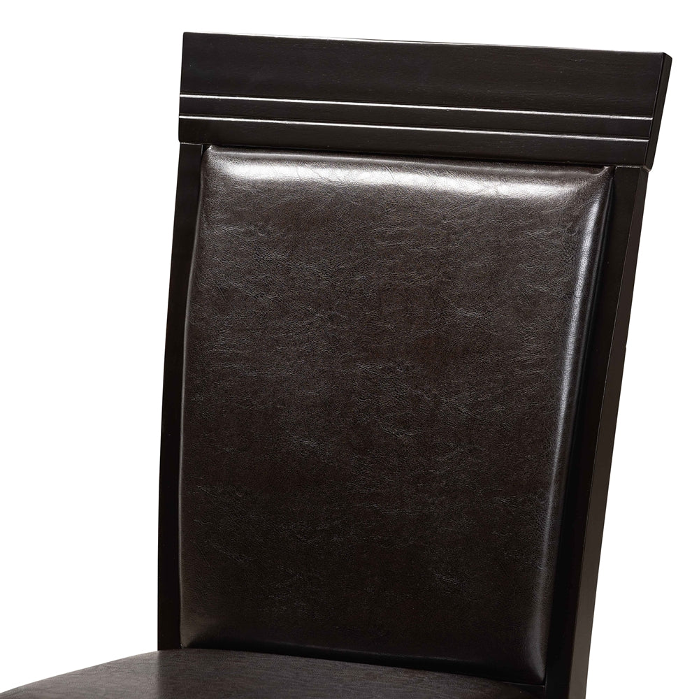 Miya Modern and Contemporary Dark Brown Faux Leather Upholstered and Dark Brown Finished Wood 5-Piece Dining Set