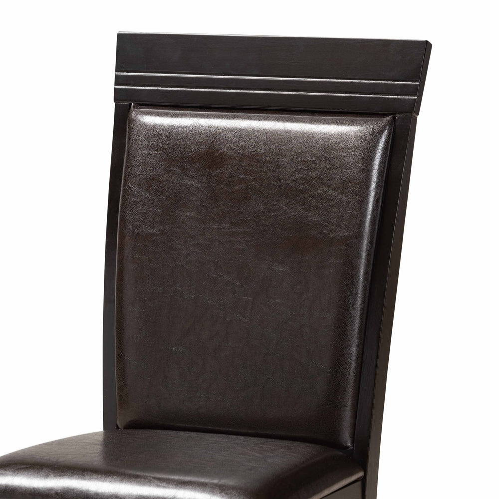 Ancel Modern and Contemporary Dark Brown Faux Leather Upholstered and Dark Brown Finished Wood 5-Piece Dining Set