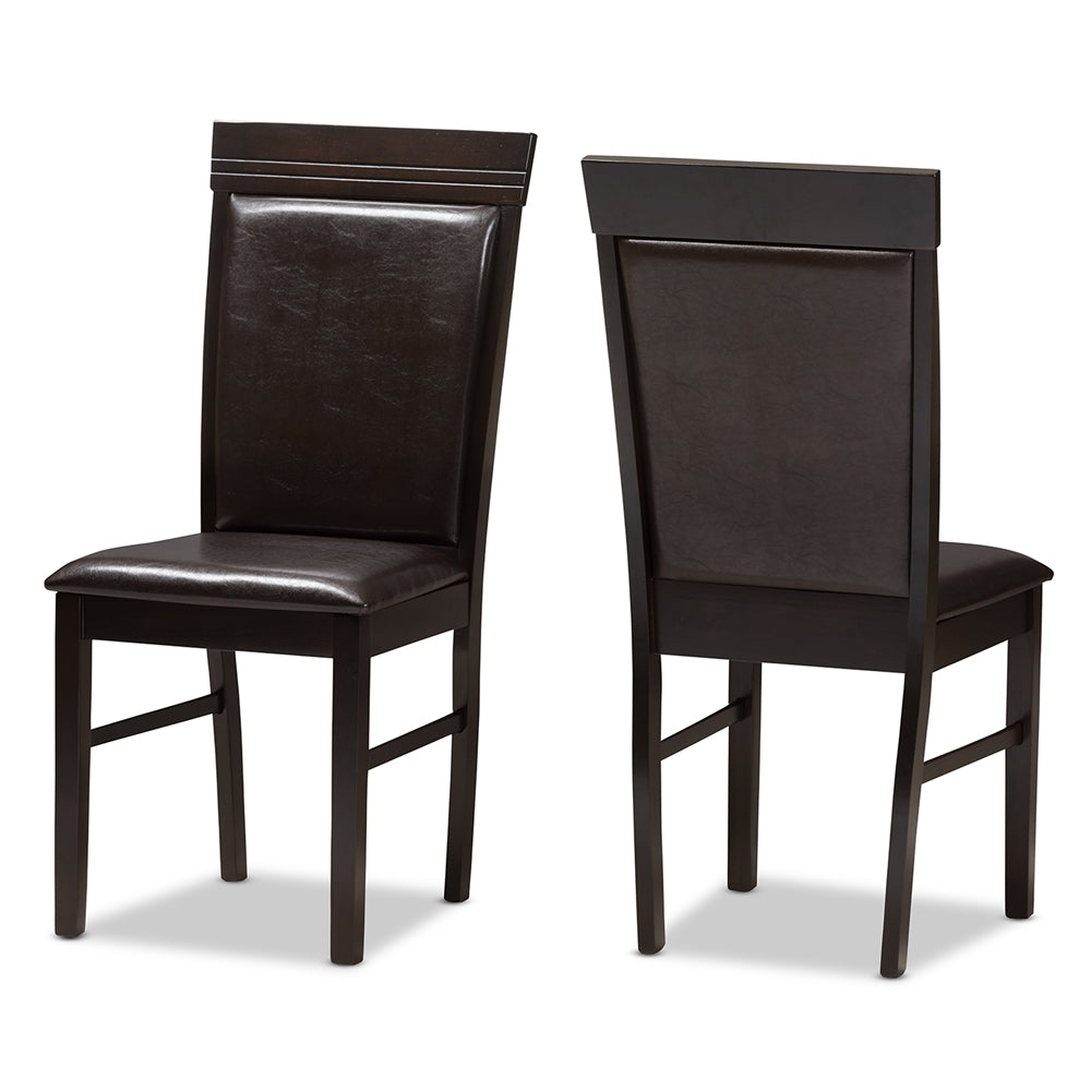 Thea Modern and Contemporary Dark Brown Faux Leather Upholstered 5-Piece Dining Set
