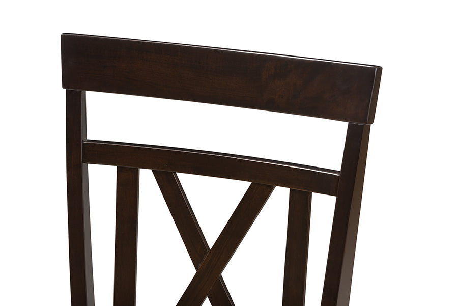 Rosie Modern and Contemporary Dark Brown Faux Leather Upholstered Dining Chair (Set of 2)
