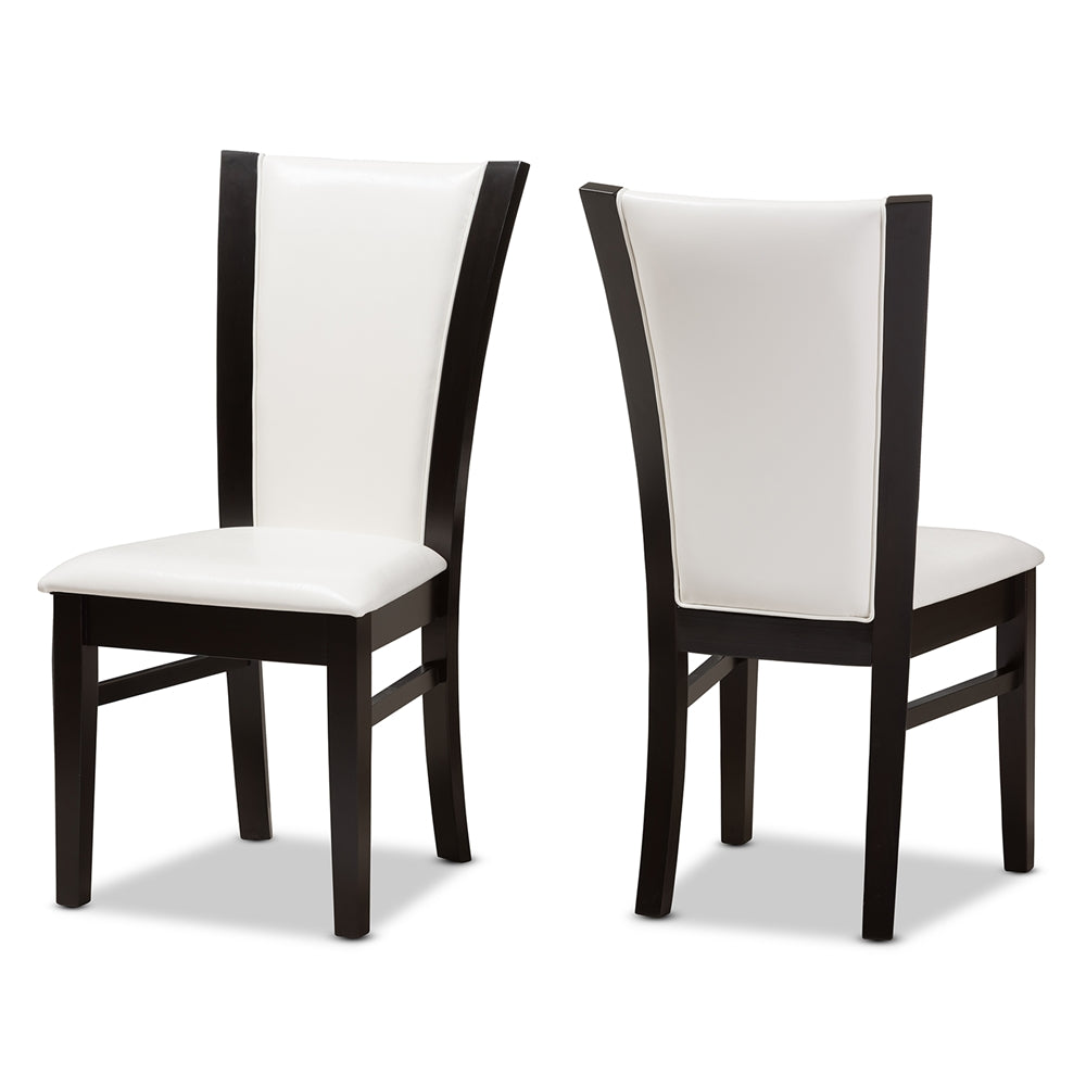 Adley Modern and Contemporary 5-Piece Dark Brown Finished White Faux Leather Dining Set