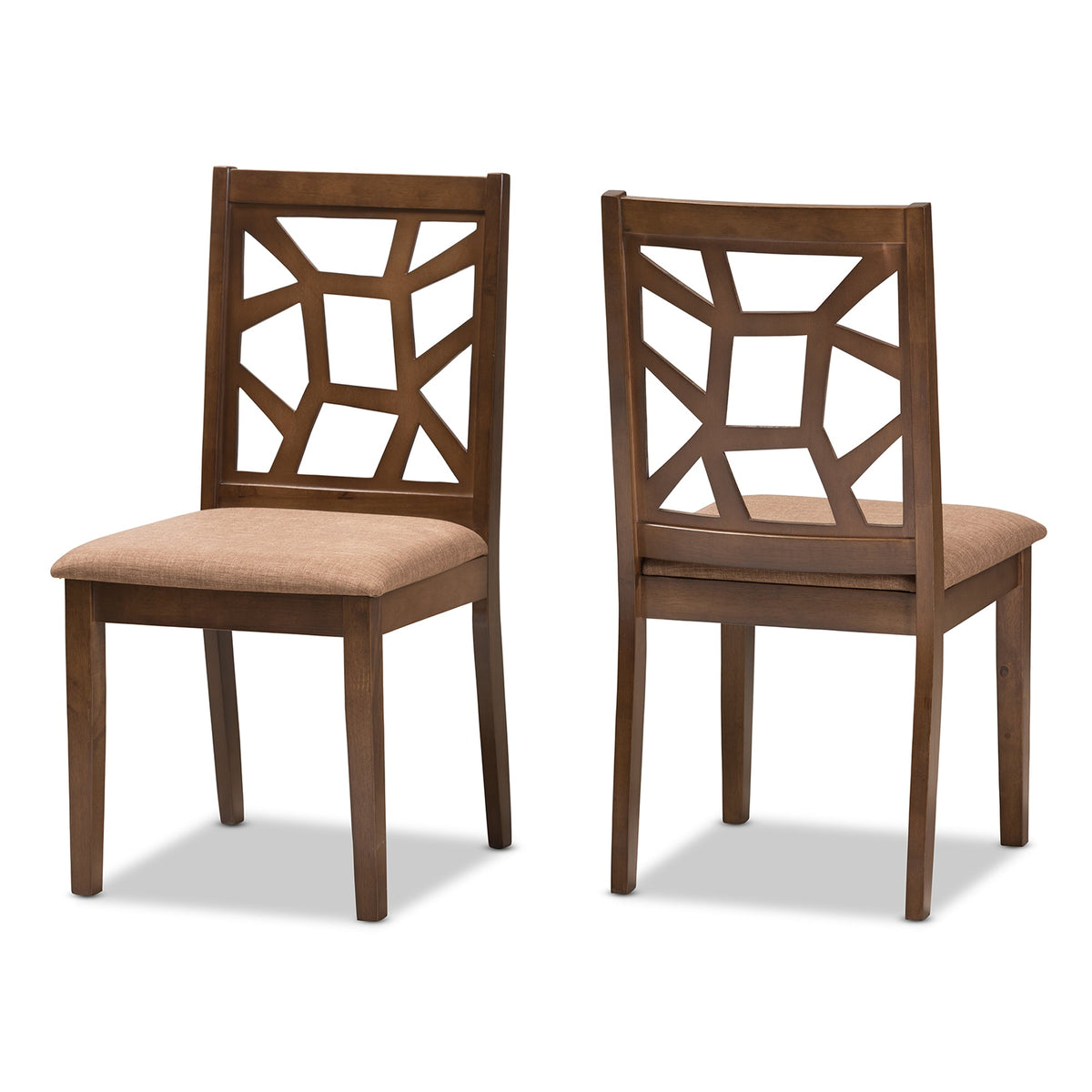 Abilene Mid-Century Light Brown Fabric Upholstered and Walnut Brown Finished Dining Chair (Set of 2)