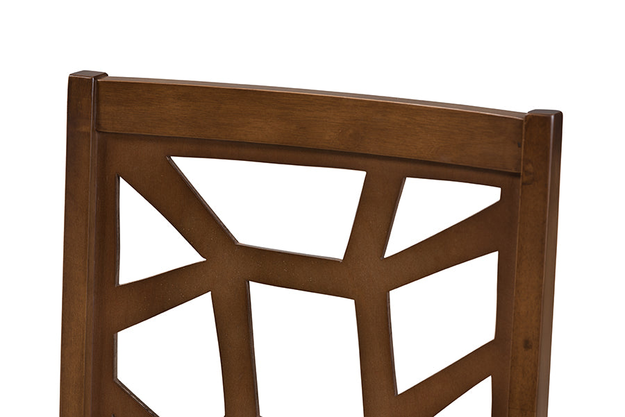 Abilene Mid-Century Light Brown Fabric Upholstered and Walnut Brown Finished Dining Chair (Set of 2)