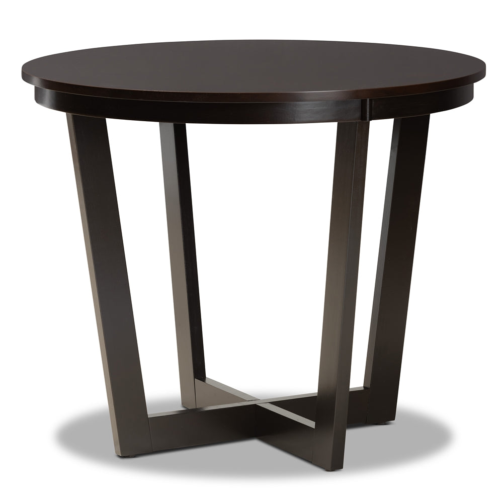 Sorley Modern and Contemporary Dark Brown Faux Leather Upholstered and Dark Brown Finished Wood 5-Piece Dining Set