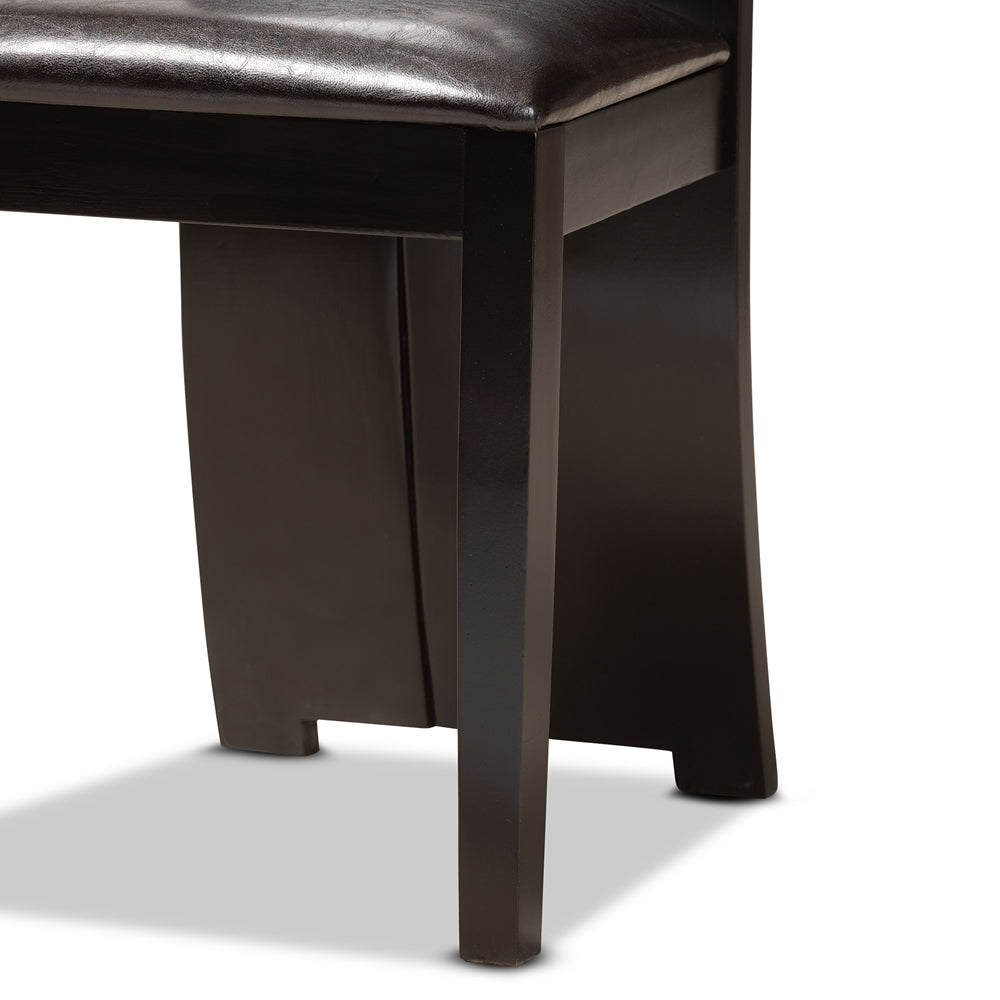 Ronda Modern and Contemporary Dark Brown Faux Leather Upholstered and Dark Brown Finished Wood 5-Piece Dining Set