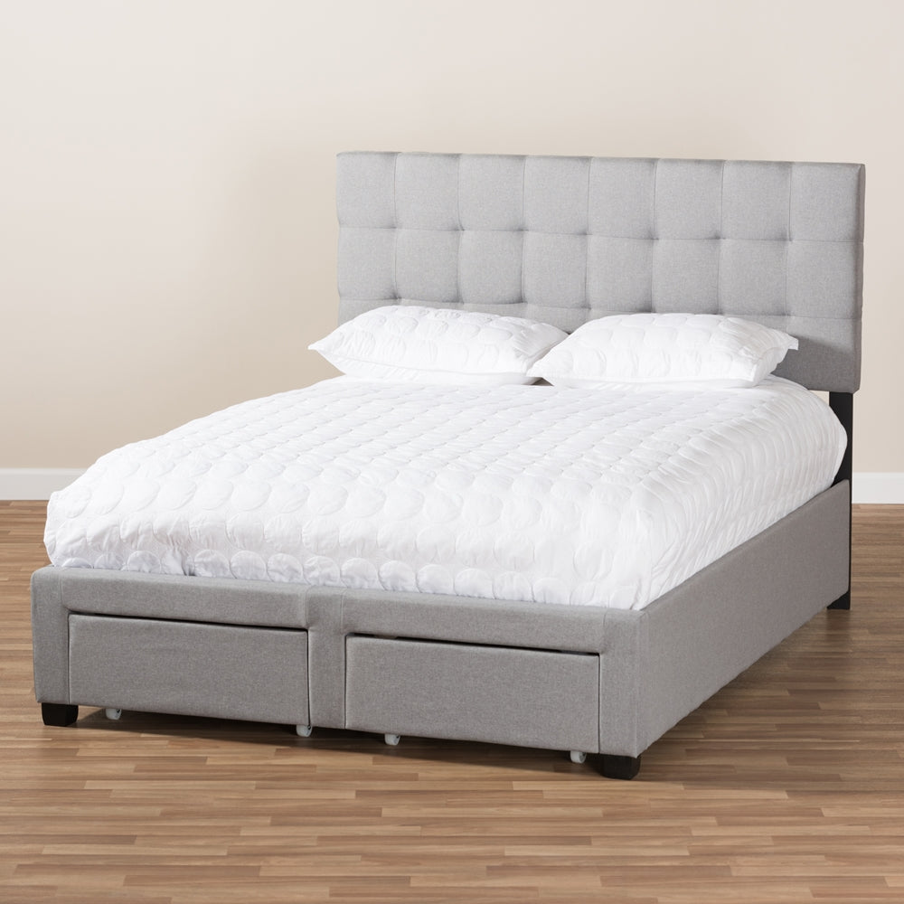 Tibault Grey Fabric Upholstered Queen Size Storage Bed