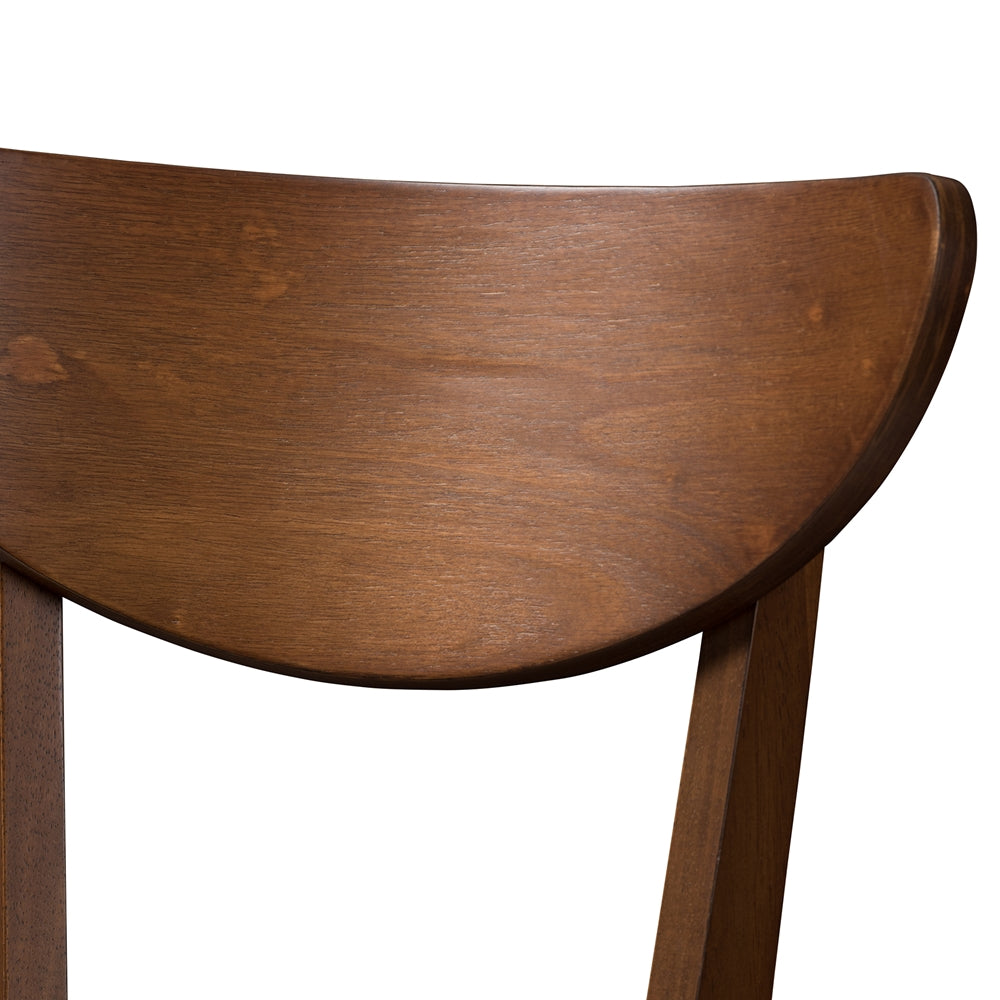 Eline Mid-Century Modern Black Faux Leather Upholstered Walnut Finished Bar Stool (Set of 2)