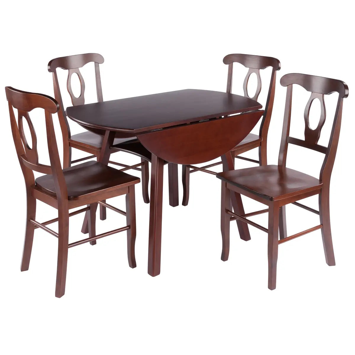 Marbelle Table 5-Pc Drop Leaf Dining Table with 4 Renaissance Chairs, Walnut