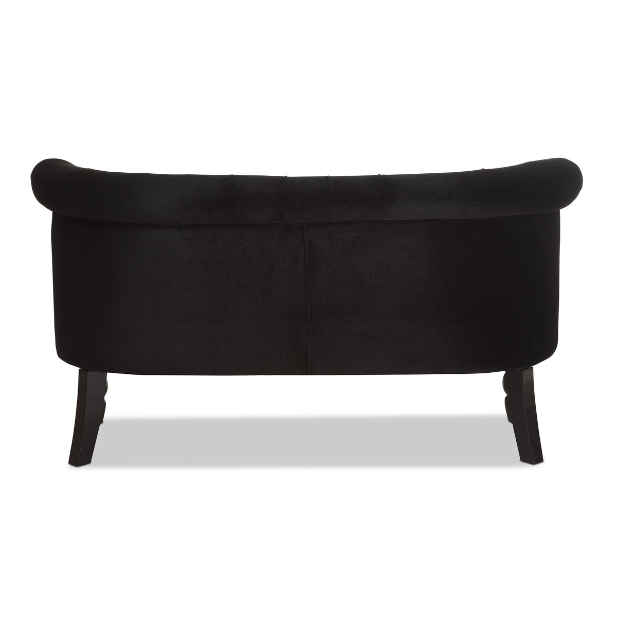 Flax Victorian Style Contemporary Black Velvet Fabric Upholstered 2-seater Loveseat
