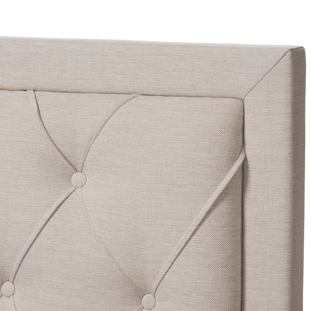 Aurelie Modern Light Beige Fabric Upholstered Queen Size Storage Bed