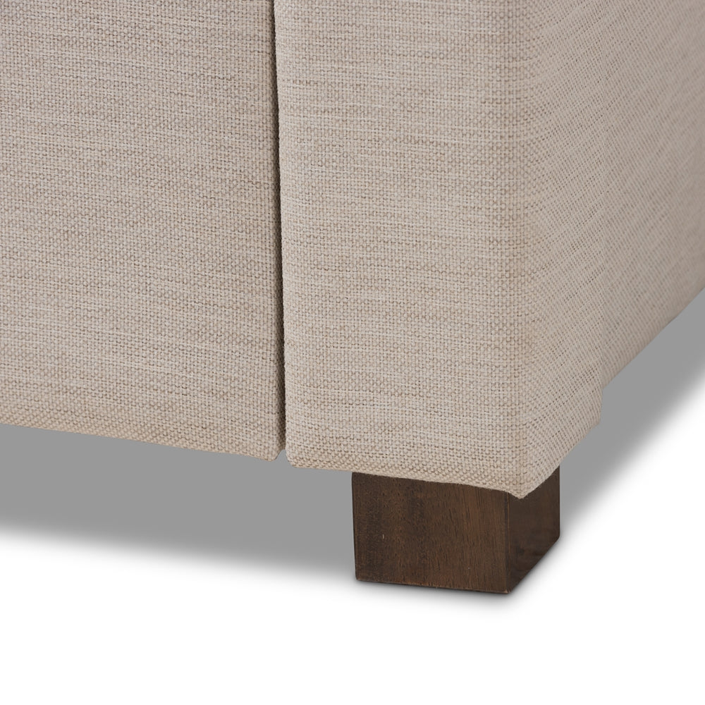 Aurelie Modern Light Beige Fabric Upholstered Queen Size Storage Bed
