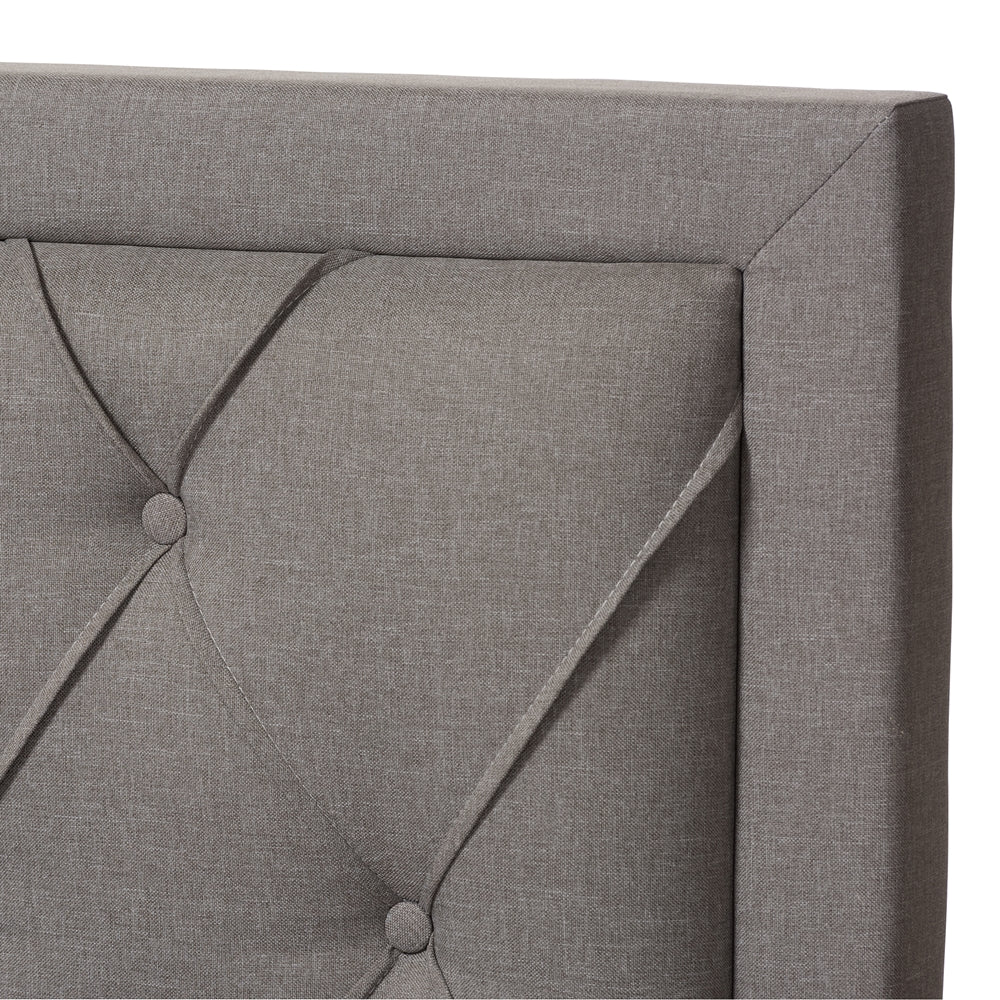 Aurelie Modern Light Grey Fabric Upholstered King Size Storage Bed