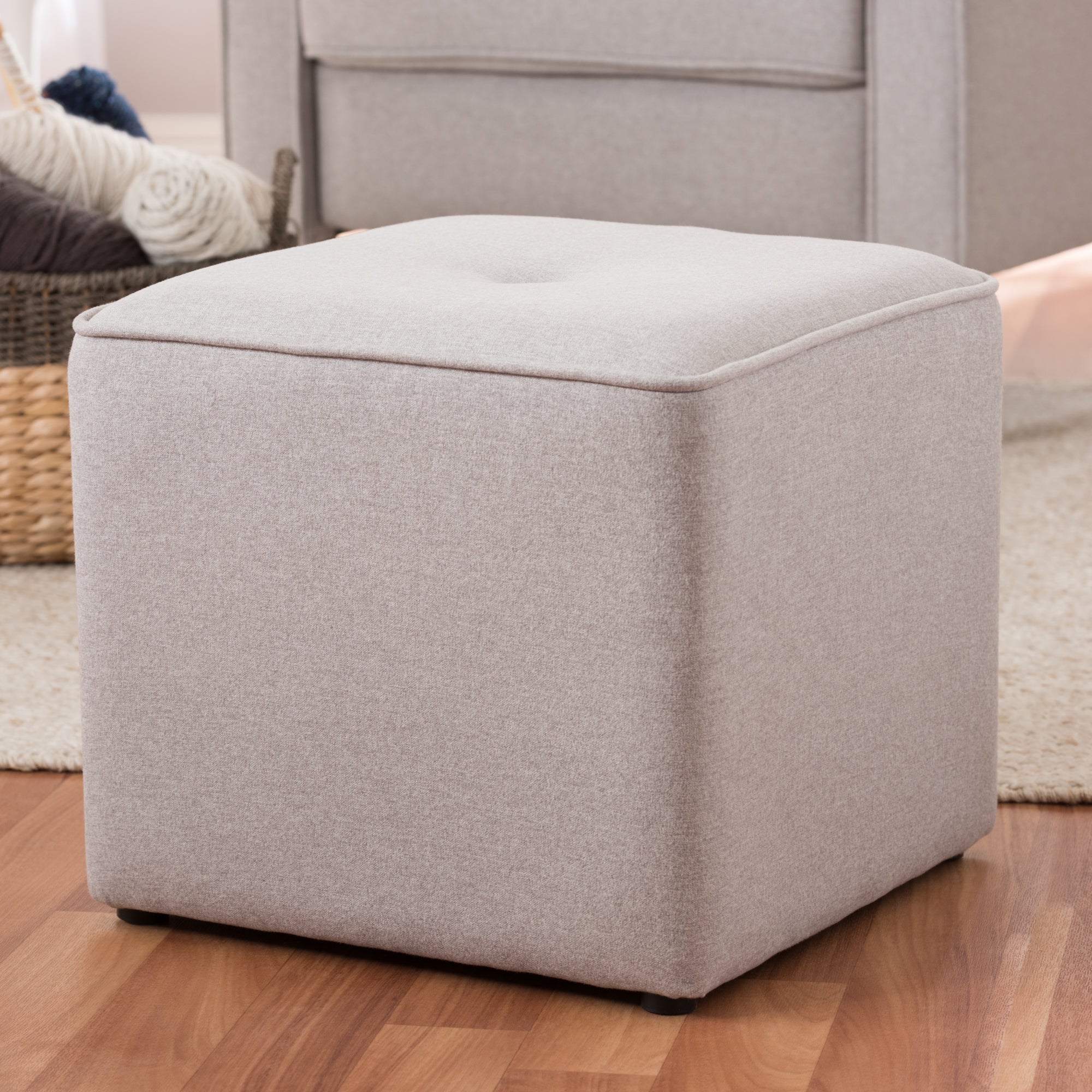 Corinne Modern and Contemporary Light Grey Fabric Upholstered Ottoman
