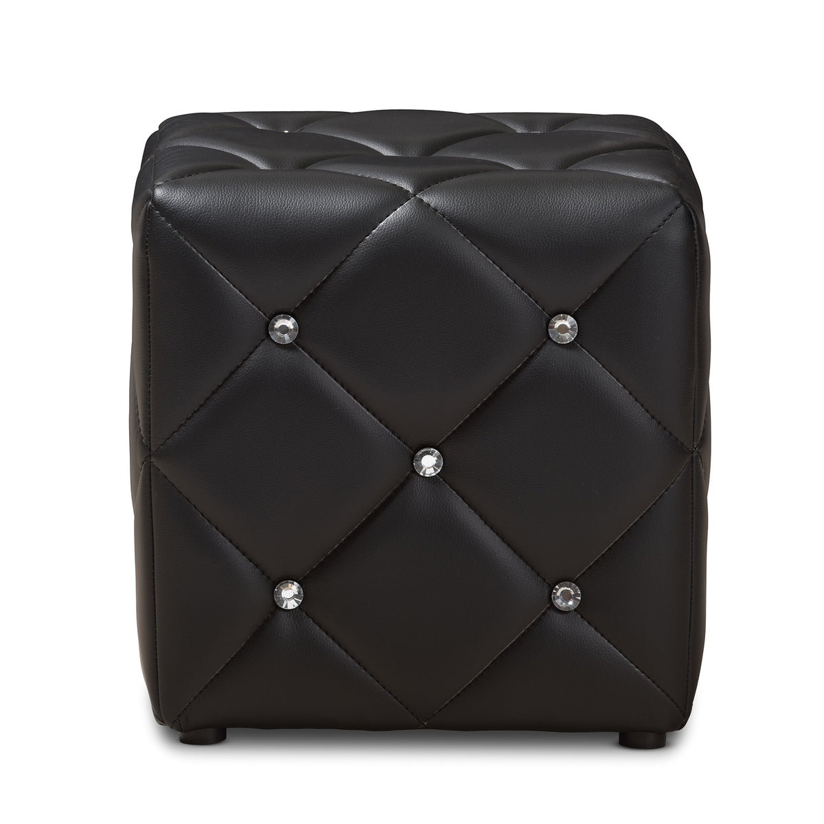 Stacey Modern and Contemporary Black Faux Leather Upholstered Ottoman