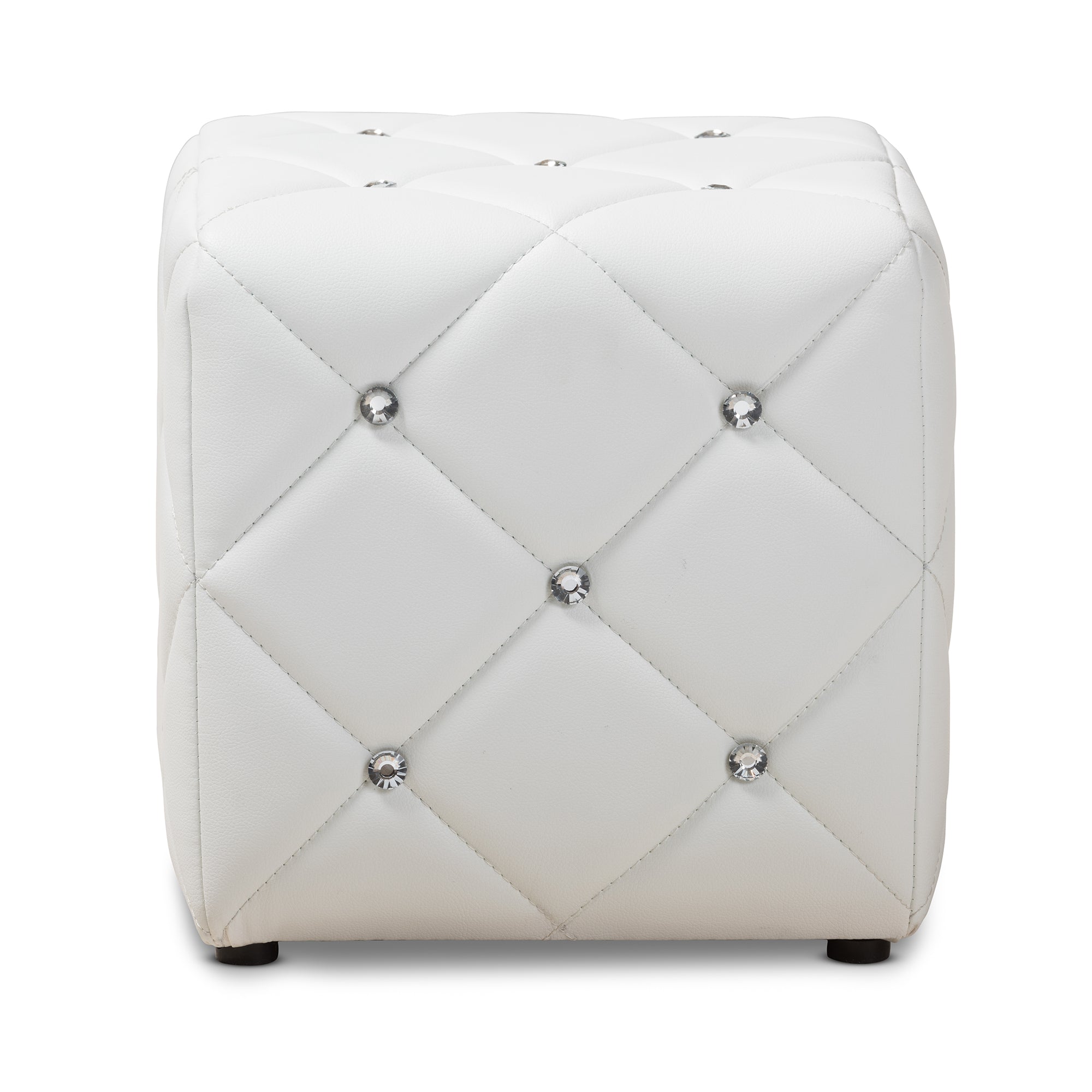 Stacey Modern and Contemporary White Faux Leather Upholstered Ottoman