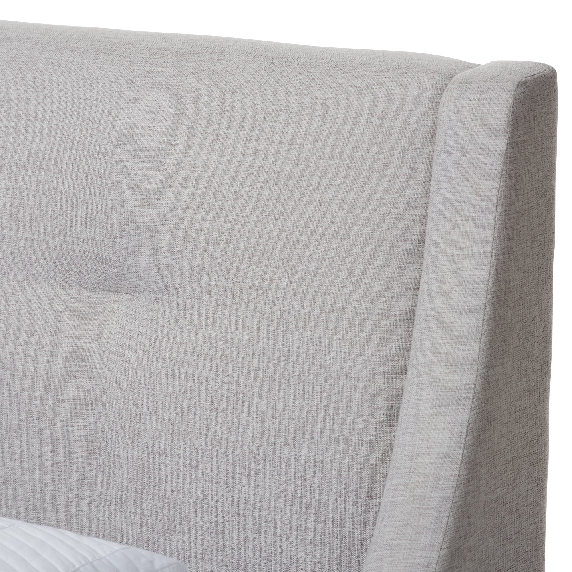 Louvain Modern and Contemporary Greyish Beige Fabric Upholstered Walnut-Finished Twin Sized Platform Bed