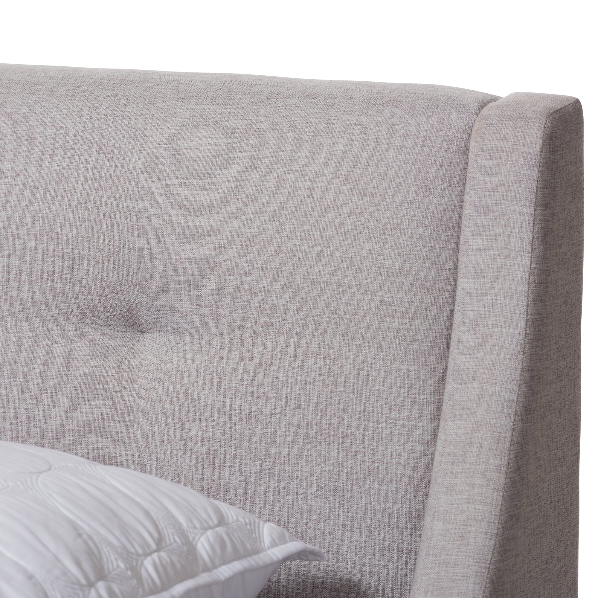 Louvain Modern and Contemporary Greyish Beige Fabric Upholstered Walnut-Finished Full Sized Platform Bed