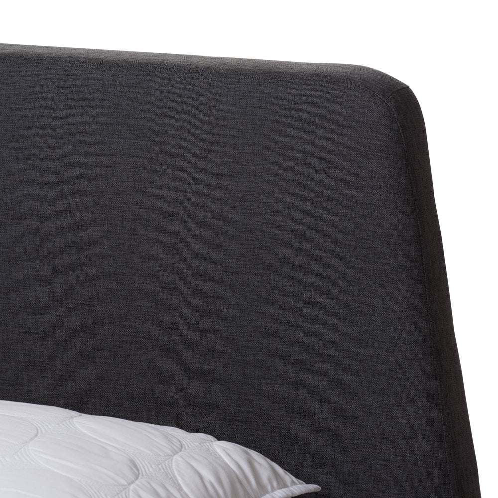 Sinclaire Mid-Century Modern Transitional Dark Grey Fabric Upholstered Queen Size 2-Piece Bedroom Set