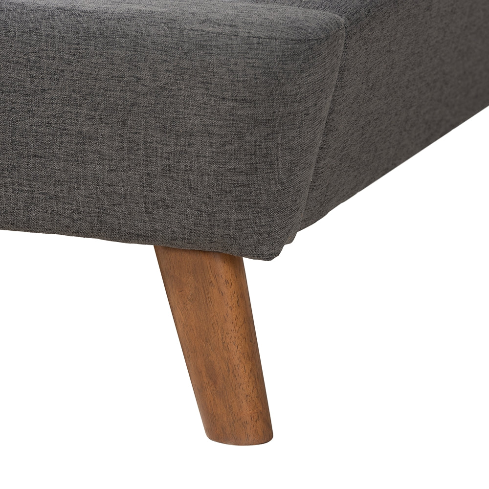 Sinclaire Mid-Century Modern Transitional Dark Grey Fabric Upholstered Queen Size 2-Piece Bedroom Set