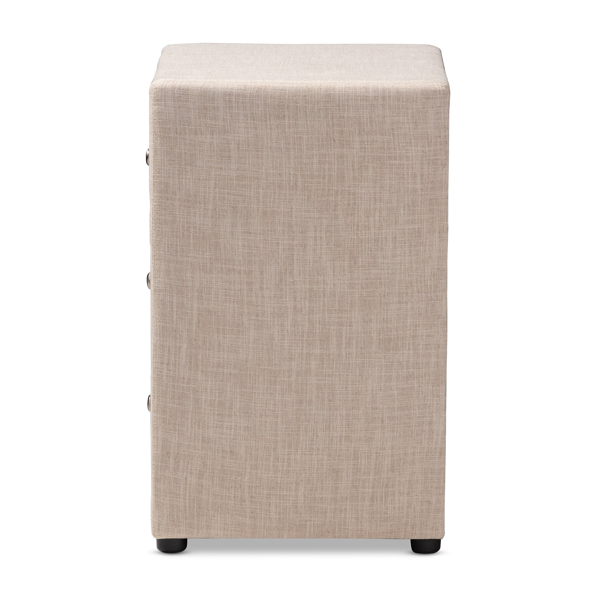 Tessa Modern and Contemporary Beige Fabric Upholstered 3-Drawer Nightstand